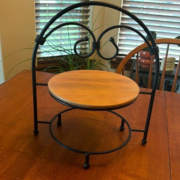 Southern Living at Home 2 Tiered Wrought Iron Pie and Plate Stand with Insert - Picture 2 of 3